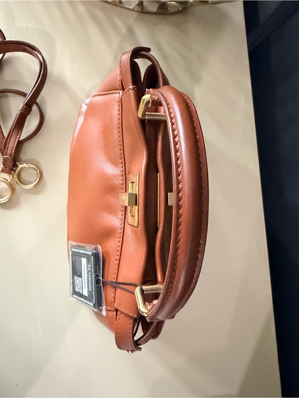 Fendi Peekaboo Mini Brown Leather Top Handle Crossbody Bag Gold Hardware - Picture 8 of 15